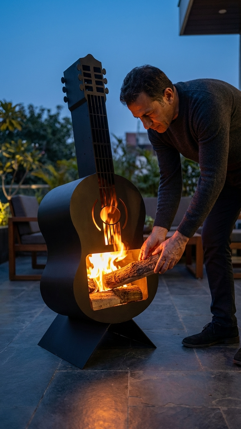 Black Guitar Fire Pit