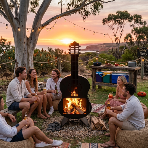 Black Guitar Fire Pit