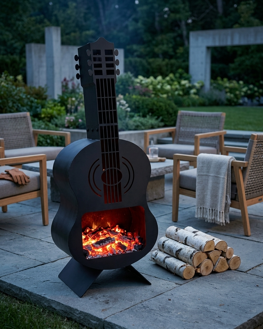 Black Guitar Fire Pit